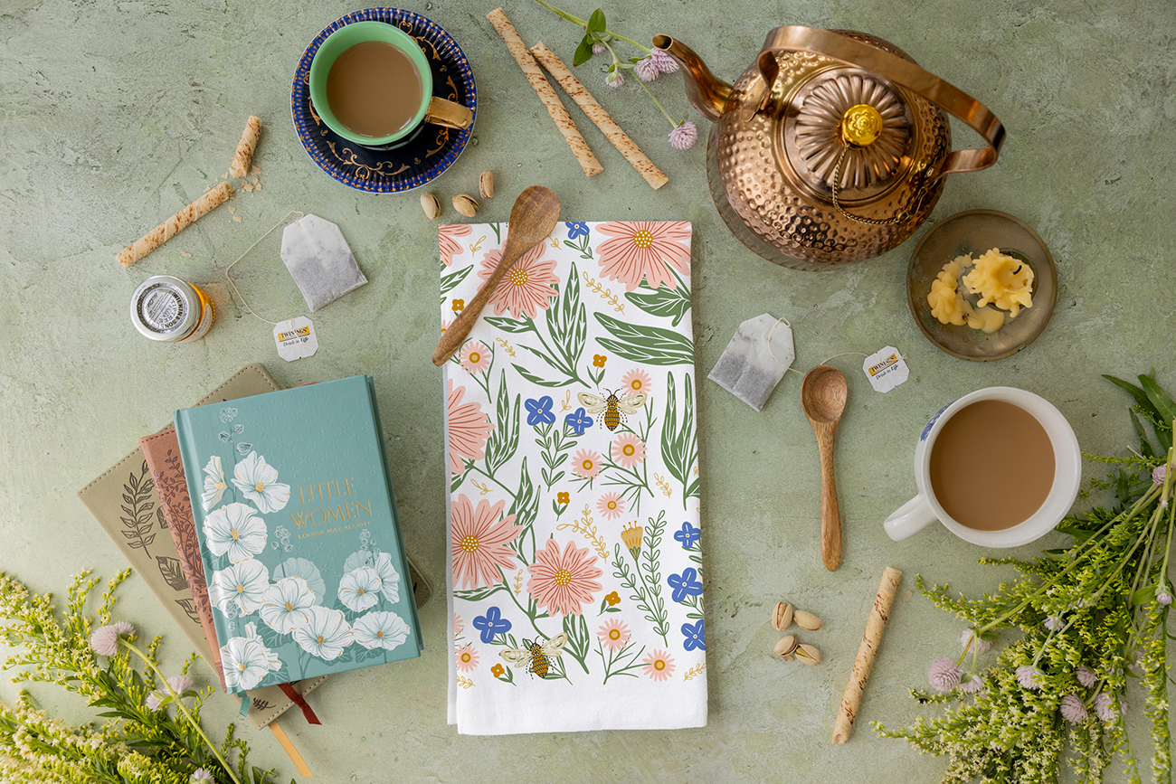 Wildflower Tea Towel - Spring Floral Kitchen Dish Towel