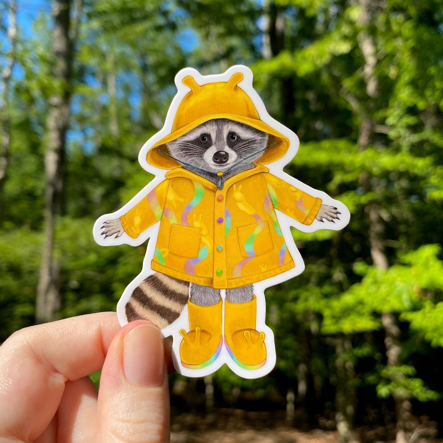 Raincoat Raccoon Sticker