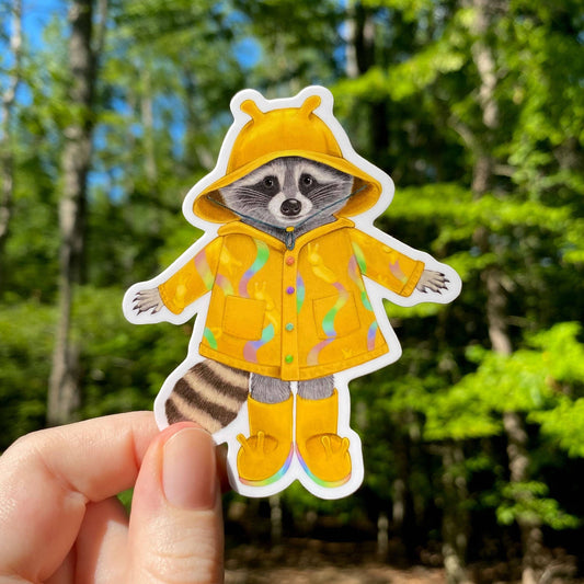 Raincoat Raccoon Sticker
