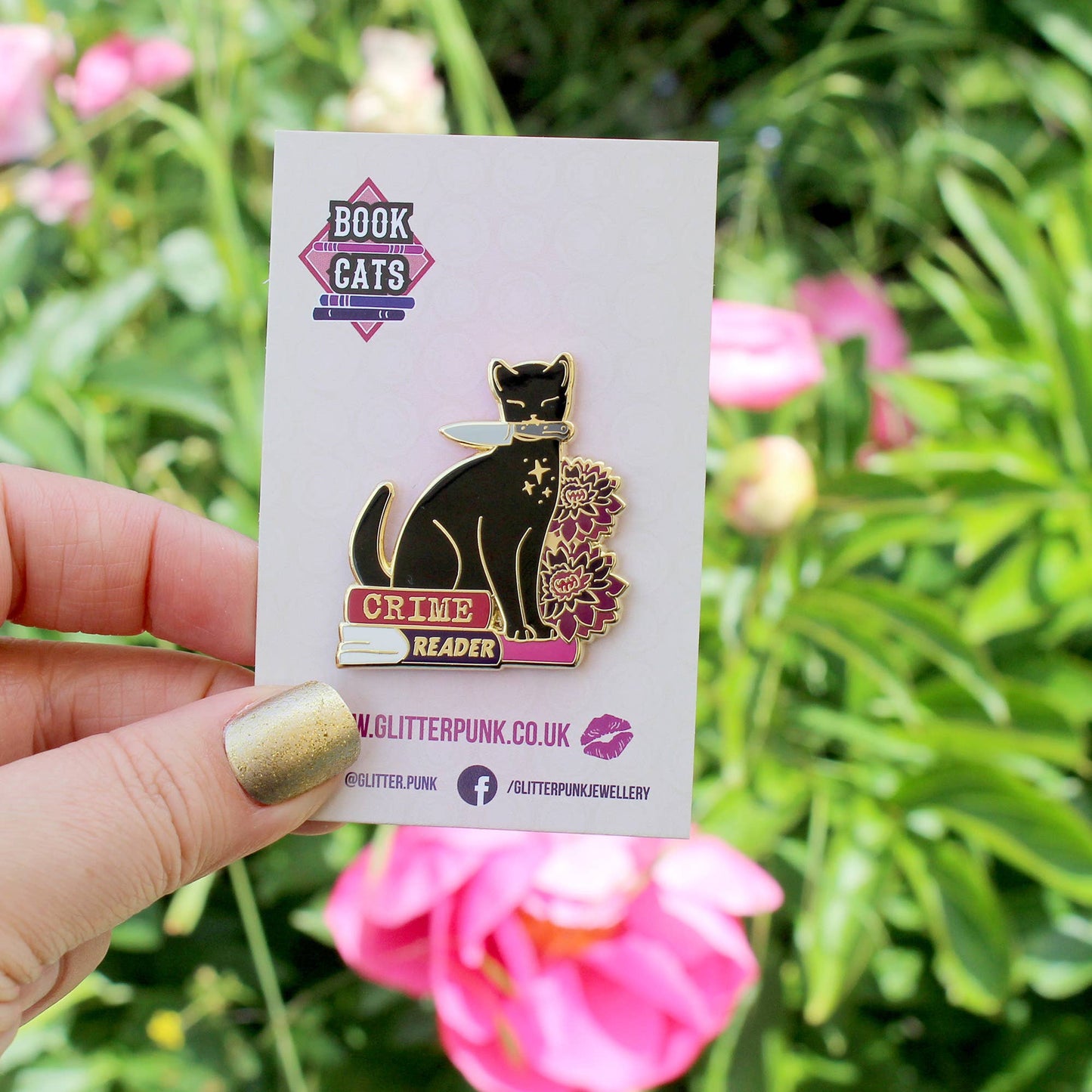 Crime Reader Cat Enamel Pin