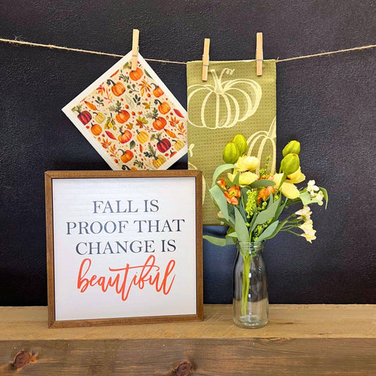 Pumpkins & Autumn Leaves Swedish Dishcloth - Fall Decor