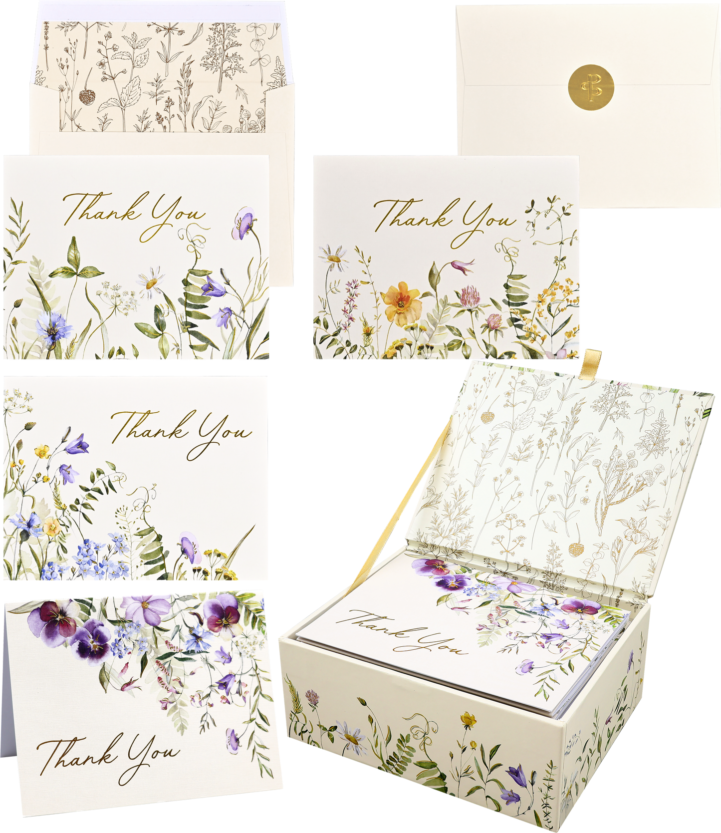 Wildflowers Premium Thank You Note Cards