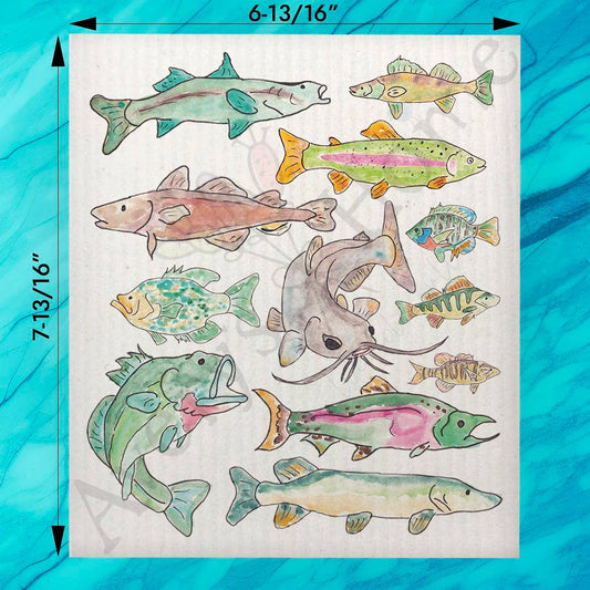 Freshwater Fishing Swedish Dishcloth – Lake Catch Decor
