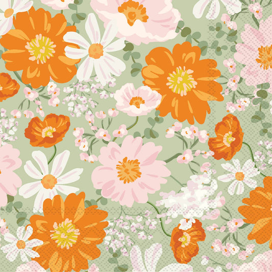 Paper Cocktail Napkins 20 Ct Bouquet Beauty Sage