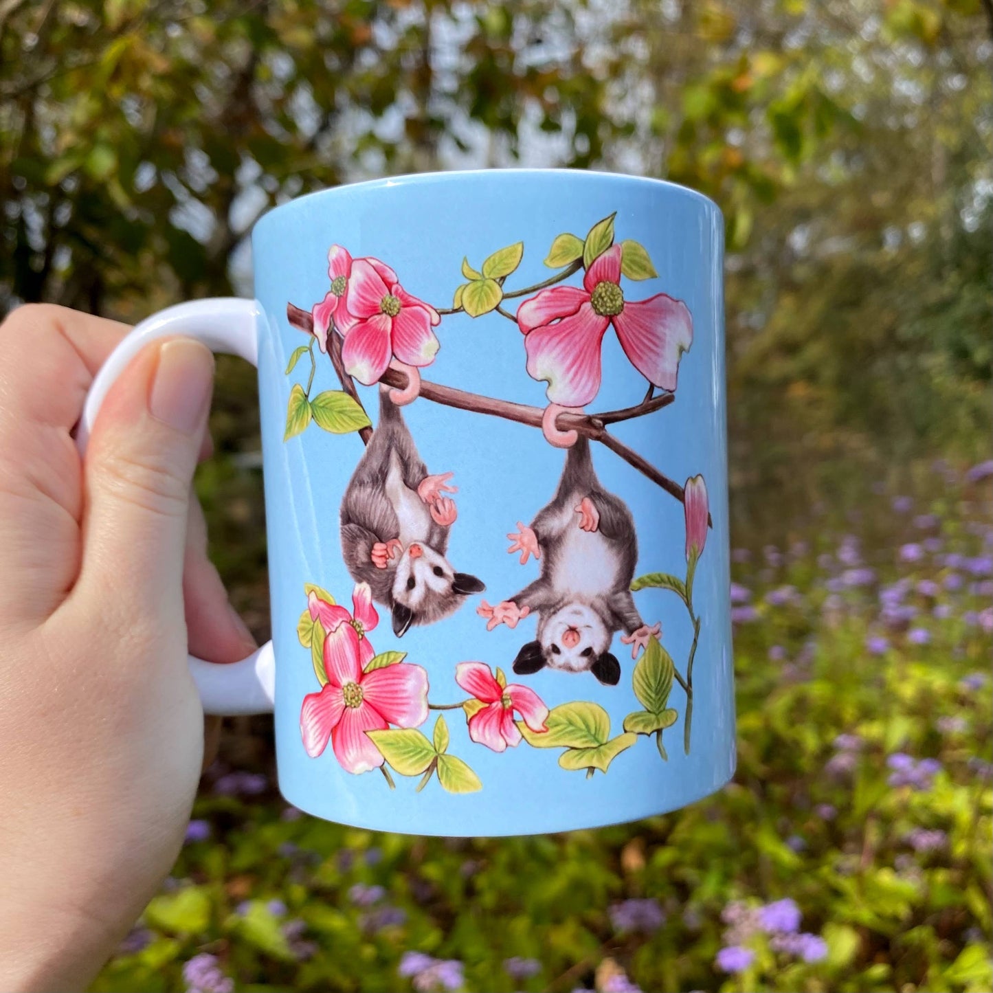 Baby Opossums and Dogwood 11 oz Ceramic Mug