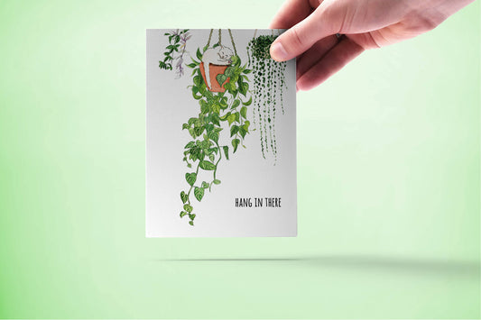 Hanging Plant Cat - Thinking Of You Card: Single