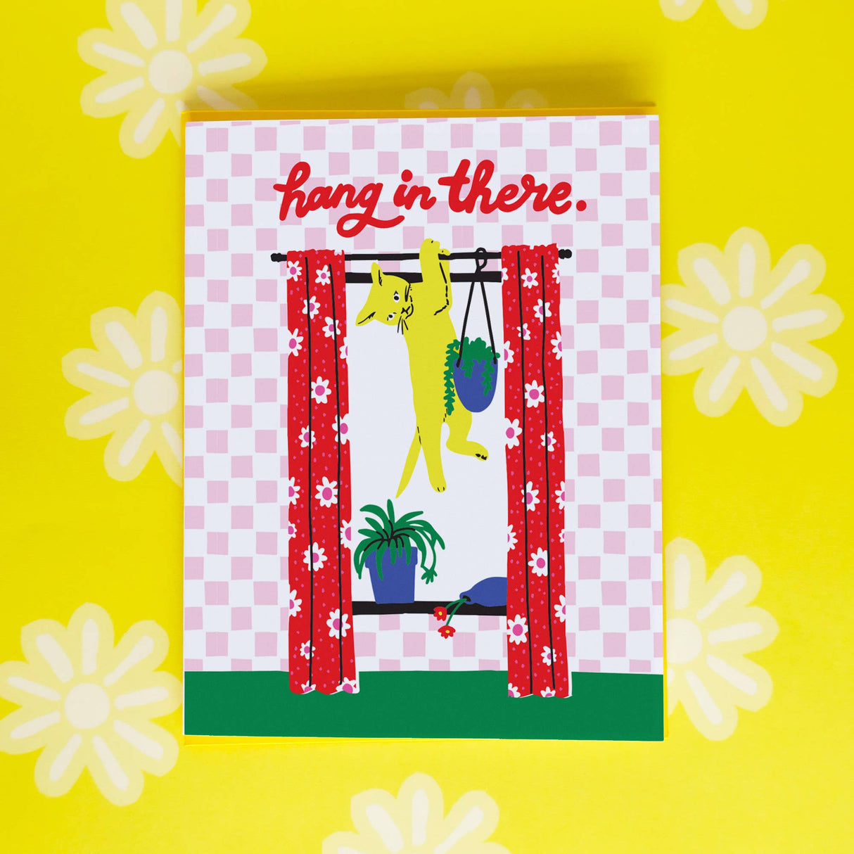 Hang In There Cat A2 Single Greeting Card - The Regal Find