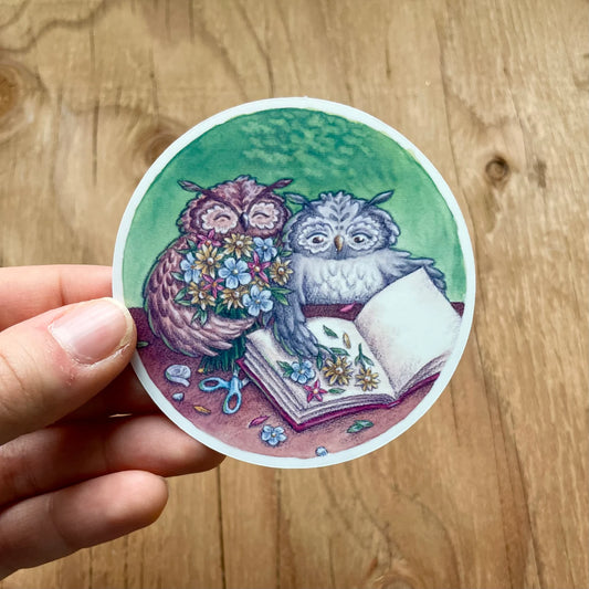 Owls & Pressed Flowers Sticker
