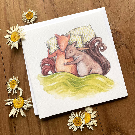 Snuggling Squirrels Greeting Card
