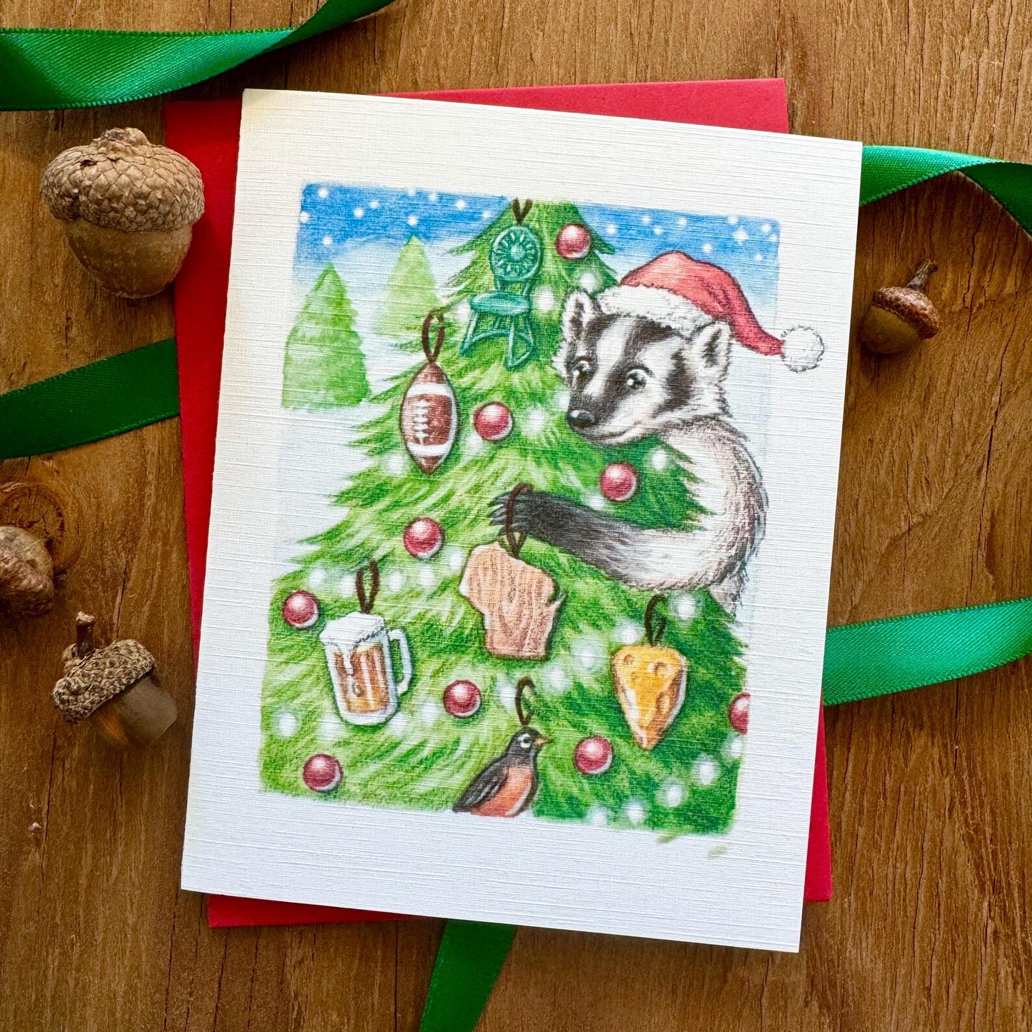 Holiday Badger Greeting Card