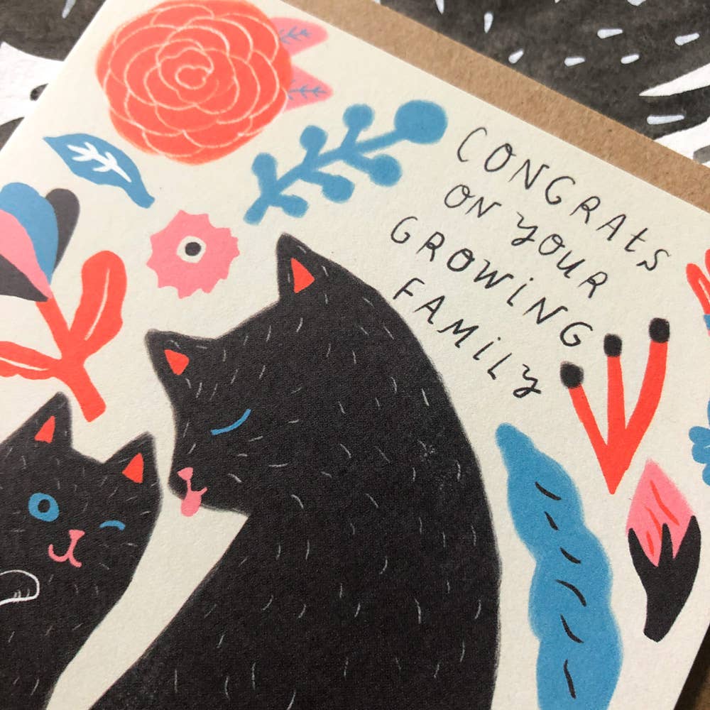 Kitty Congrats on Your Growing Family Baby Greeting Card - The Regal Find
