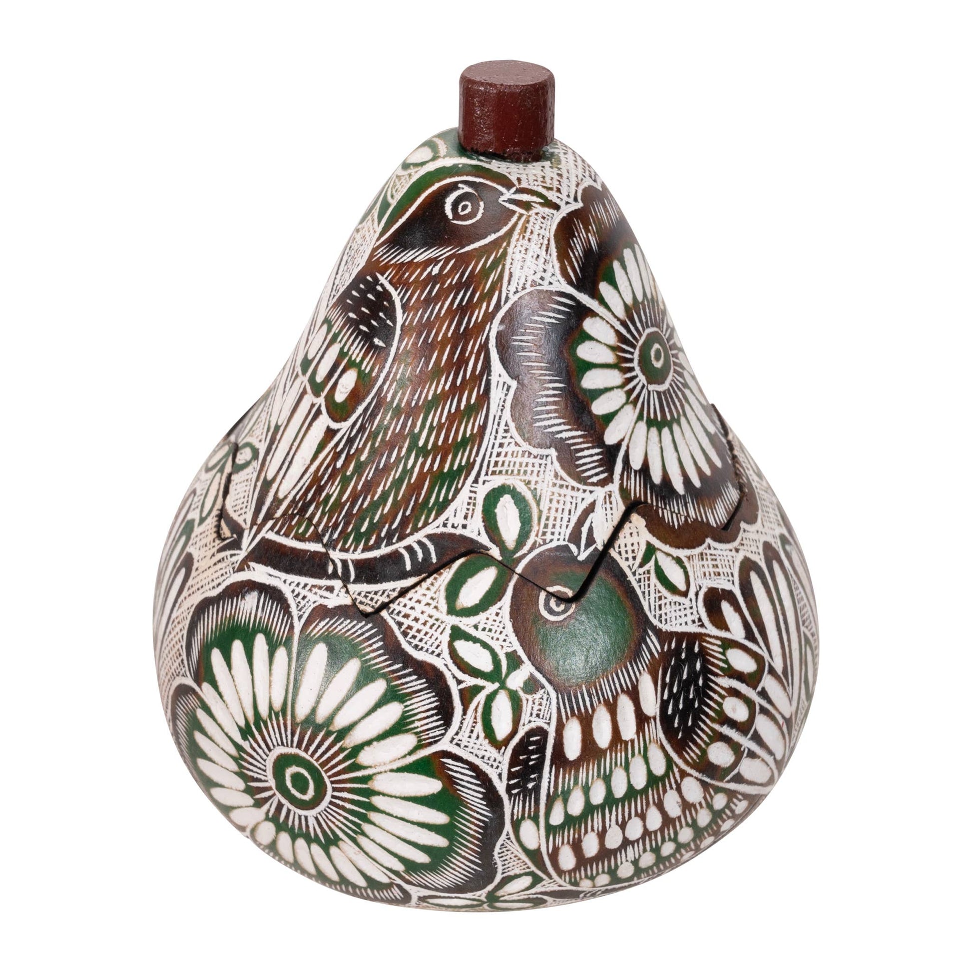 Lace Birds - MIni Carved Gourd Box - Made By Hand - The Regal Find