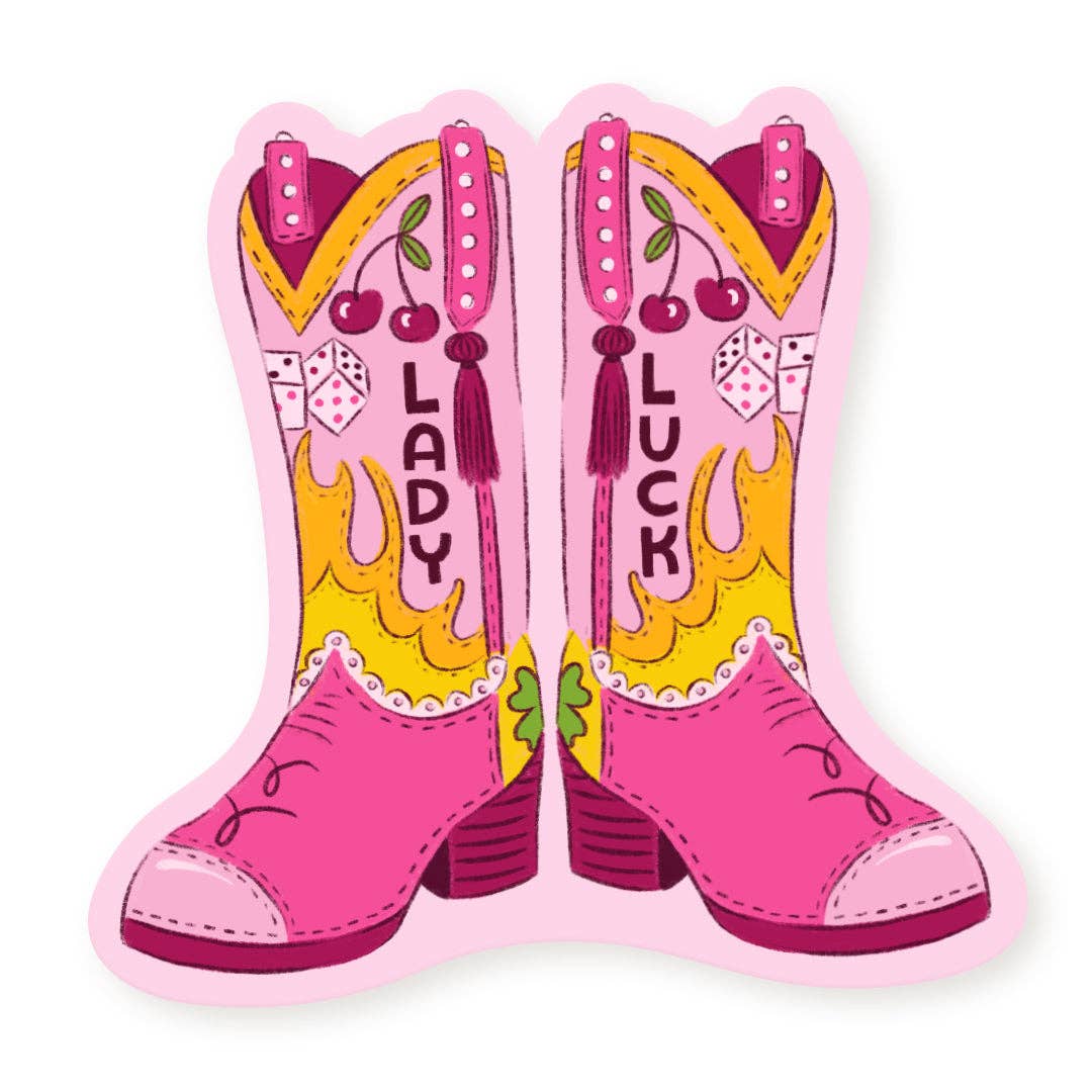 Lady Luck Las Vegas Cowboy Boots Vinyl Sticker - The Regal Find