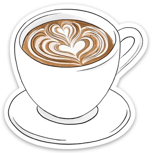 Latte Art Coffee Mug Sticker 2.5x2.5in. - The Regal Find