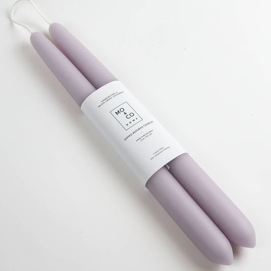 Lavender | Dipped Beeswax Taper Candles | All Natural: 10 Inch - The Regal Find