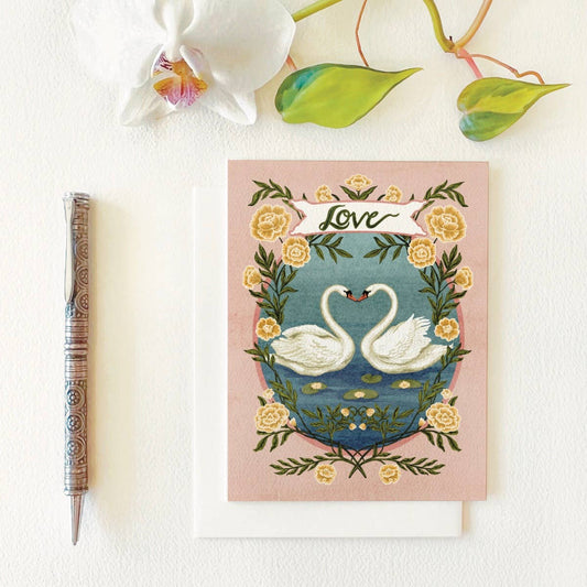 Love Swans Blank Greeting Card  - The Regal Find