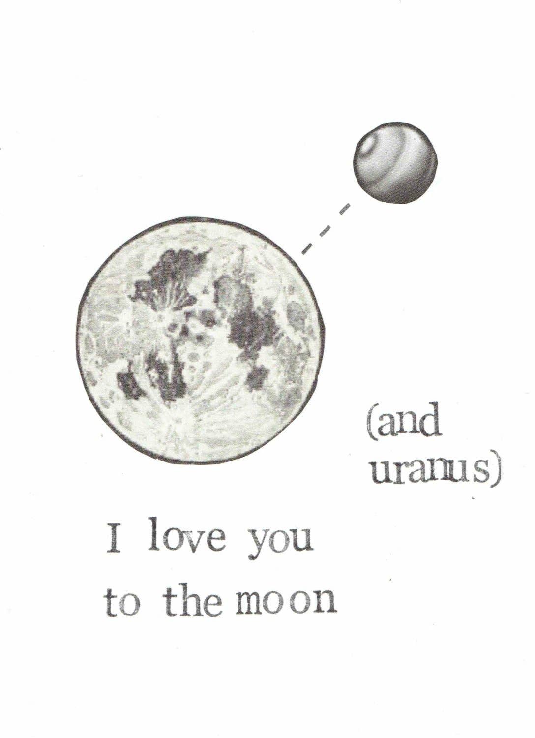 Love You To The Moon And Uranus Funny Valentine Card - The Regal Find