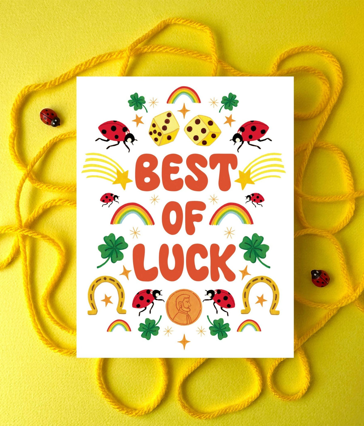 Lucky Charms (Dice, Ladybugs, Clovers) Good Luck Card - The Regal Find