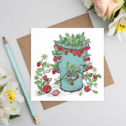 Mouse and Strawberries Greeting Card - The Regal Find