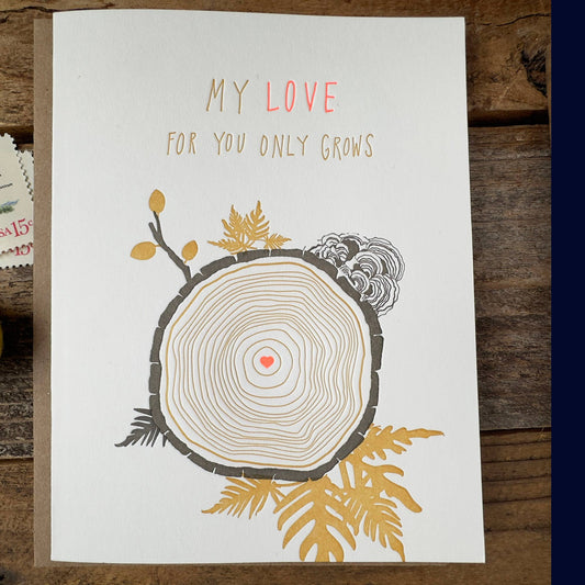 My Love Only Grows Love Valentine Love Letterpress Card - The Regal Find
