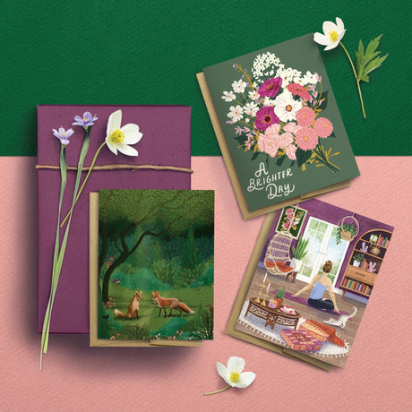 NO SRP - Woodland Foxes Birthday Card: Card with Envelope and Cello Jacket - The Regal Find