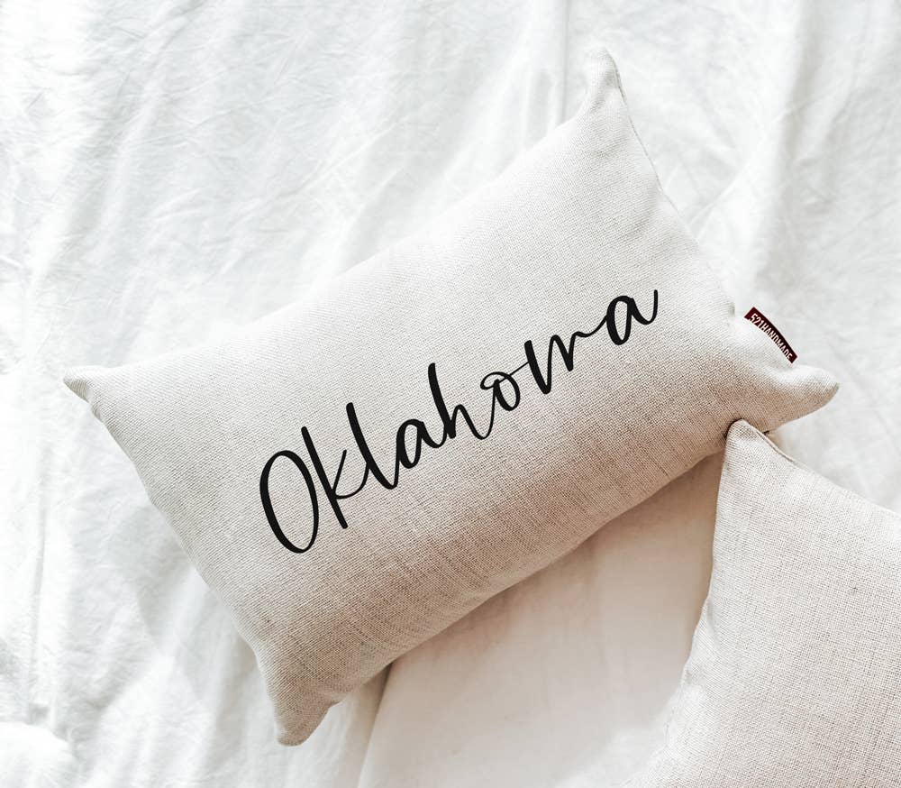 Oklahoma Custom State Pillow: 12x18 with Faux Down Pillow Insert - The Regal Find