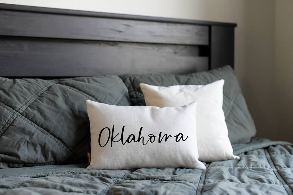 Oklahoma Custom State Pillow: 12x18 with Faux Down Pillow Insert - The Regal Find