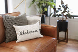 Oklahoma Custom State Pillow: 12x18 with Faux Down Pillow Insert - The Regal Find