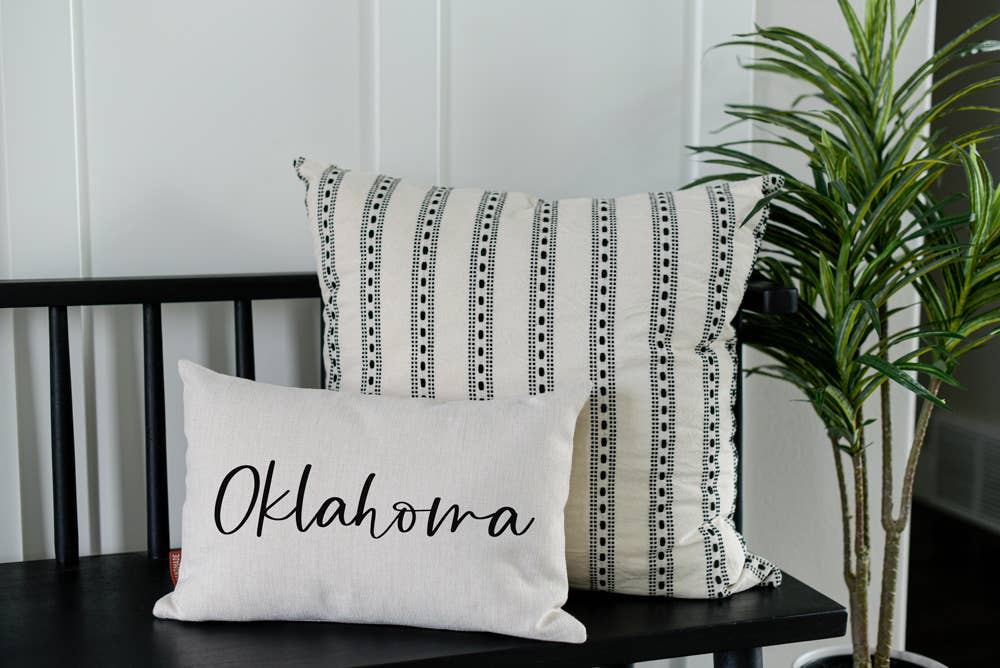 Oklahoma Custom State Pillow: 12x18 with Faux Down Pillow Insert - The Regal Find