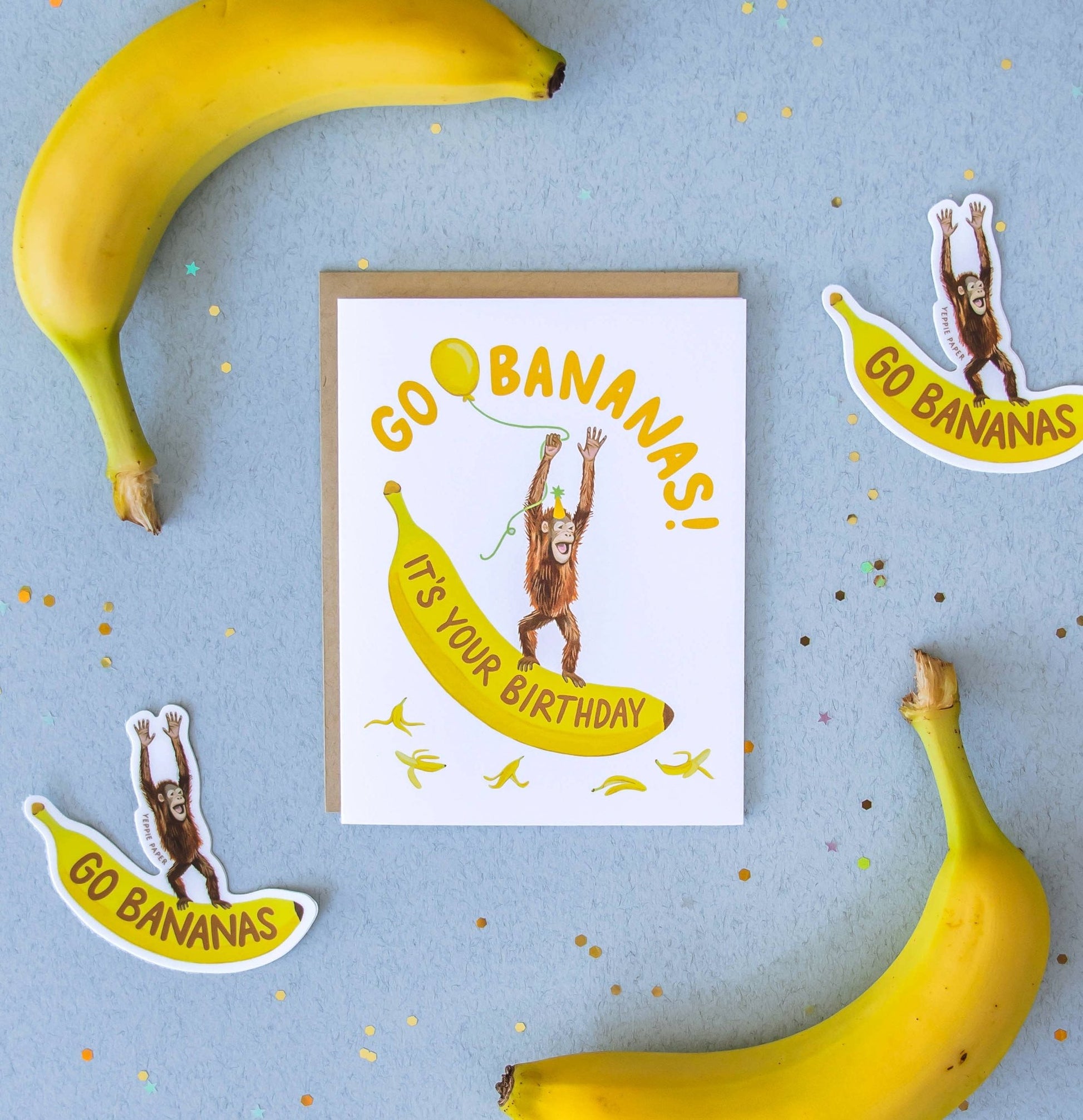 Orangutan Banana Birthday Card - The Regal Find