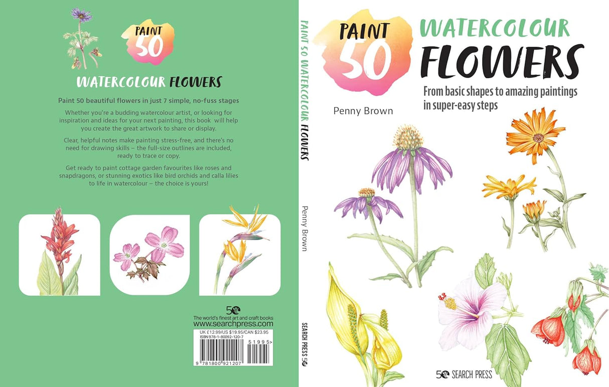 Paint 50 Watercolor Flowers Book - The Regal Find