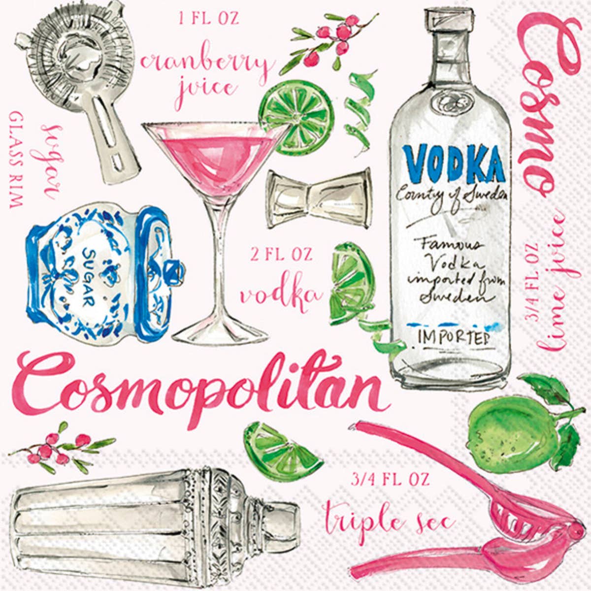 Paper Cocktail Napkins Pack of 20 Cosmopolitan - The Regal Find