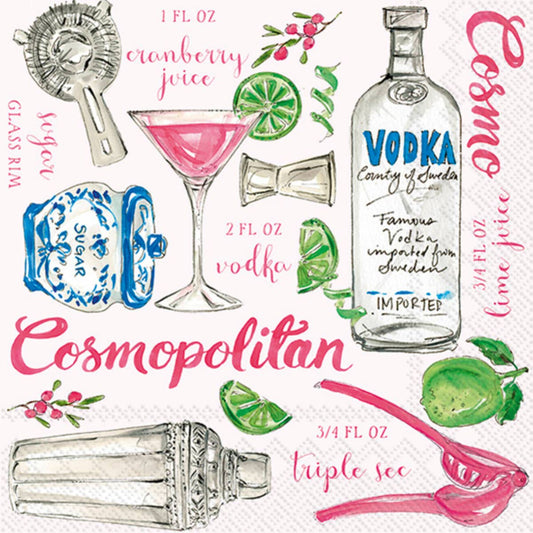 Paper Cocktail Napkins Pack of 20 Cosmopolitan - The Regal Find