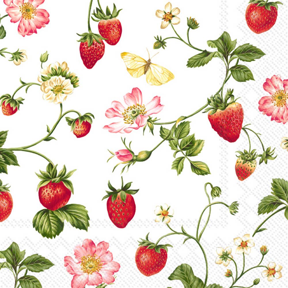 Paper Cocktail Napkins Pack of 20 Sweet Strawberry - The Regal Find