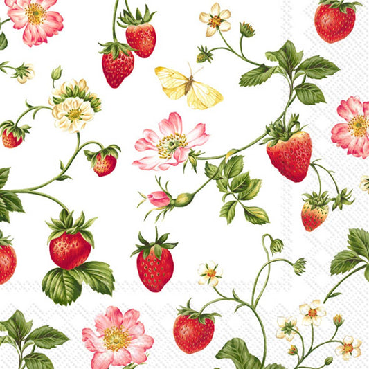 Paper Cocktail Napkins Pack of 20 Sweet Strawberry - The Regal Find