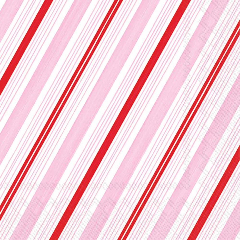 Paper Cocktail Napkins Pk/20 Peppermint Stripes Christmas - The Regal Find