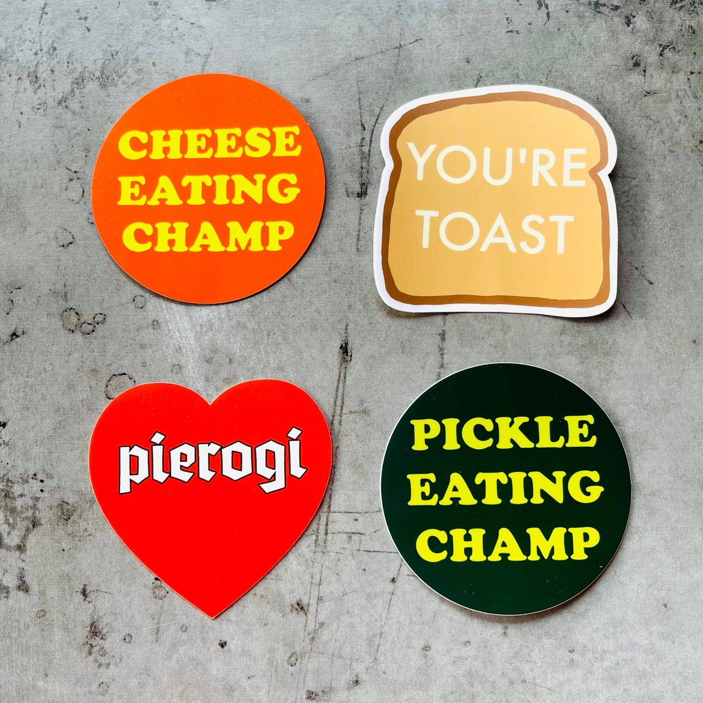 Pickle eating Champ Sticker 3” foodie restaurant deli gift - The Regal Find