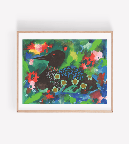 Psychedelic Watercolor Loon Art Print (Larger Sizes Avail): 8x10" - The Regal Find
