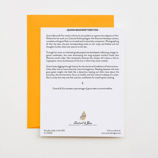 Quinn Bancroft Red Fox Note Card - The Regal Find