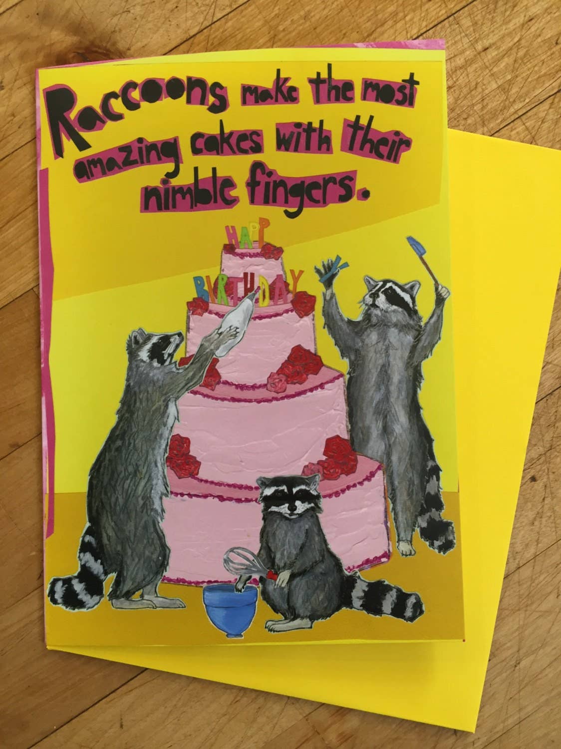 Raccoon Cake Making Birthday Card - The Regal Find