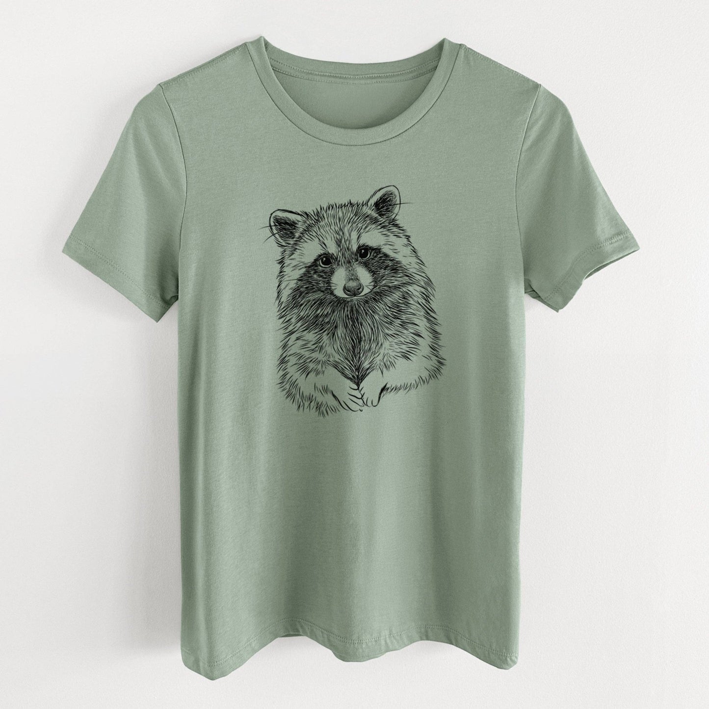 Raccoon - Women's Lightweight Relaxed Fit 100% Cotton Crewneck (Sage) - The Regal Find
