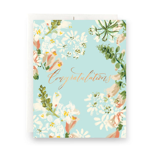 Sky Floral Congratulations A2 Folded Card - The Regal Find