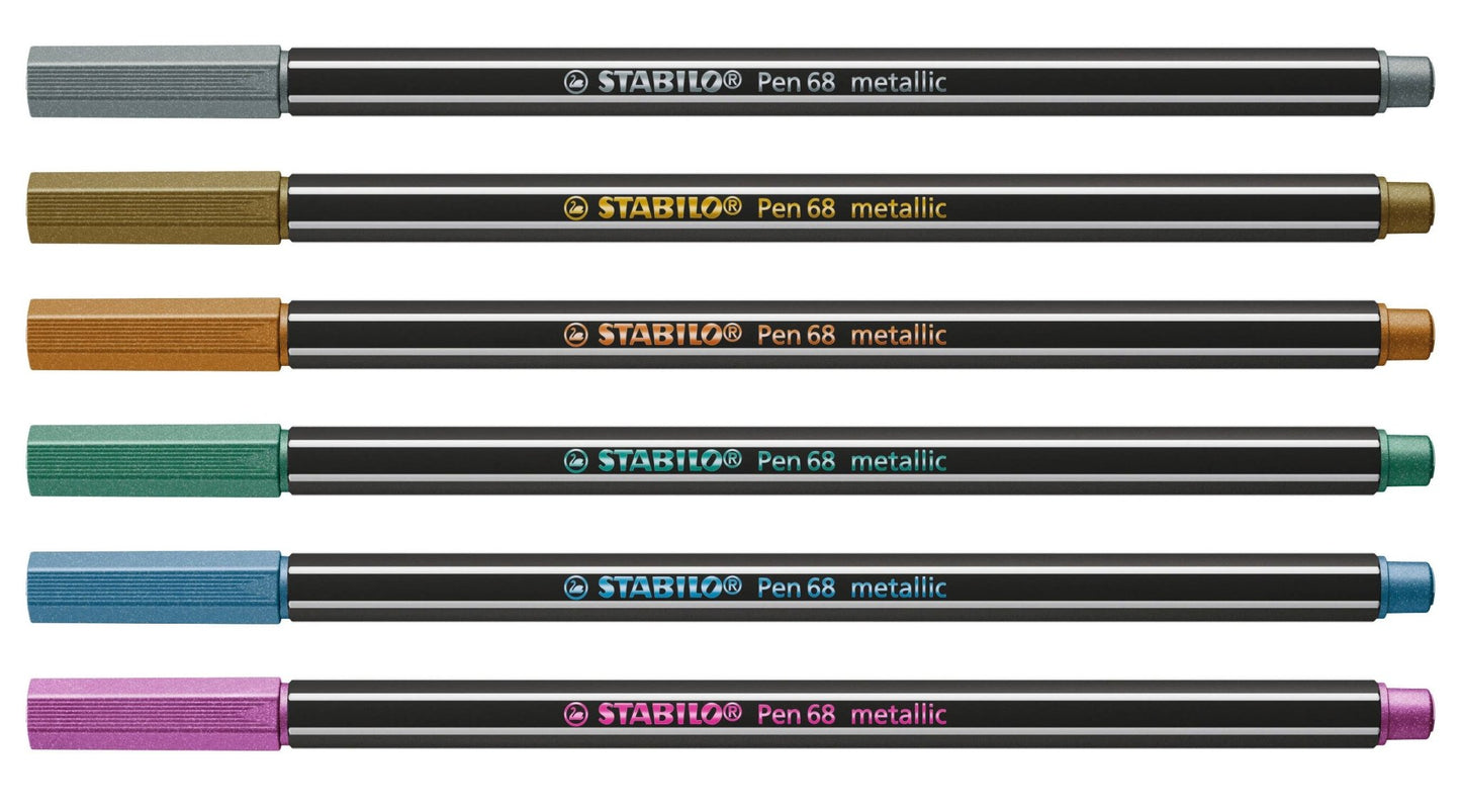 STABILO Pen 68 Metallic Set, 6 - Colors - The Regal Find