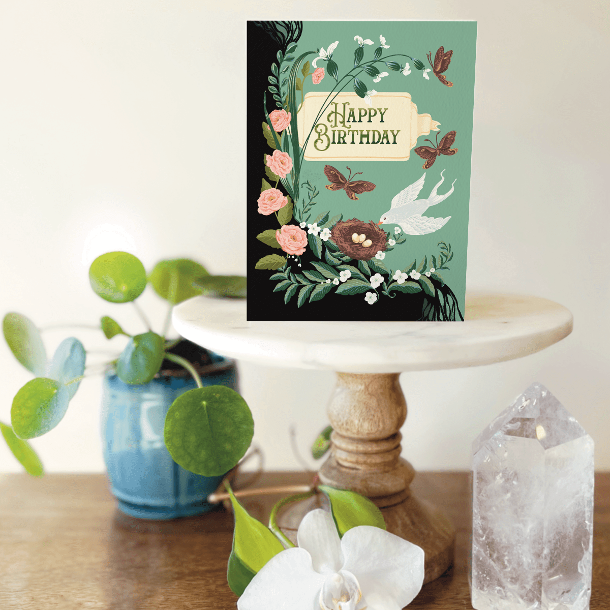 White Swallow Birthday Card - The Regal Find