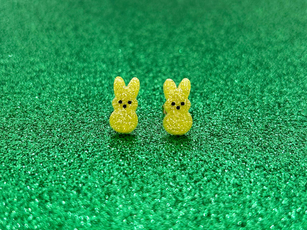 Adorable Easter Bunny Peeps Stud Earrings: Pink - The Regal Find