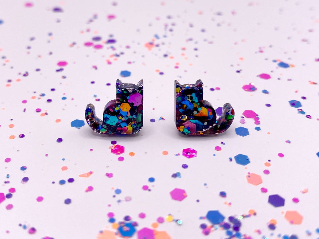 Adorable Kitty Cat Stud Earrings: Black - The Regal Find