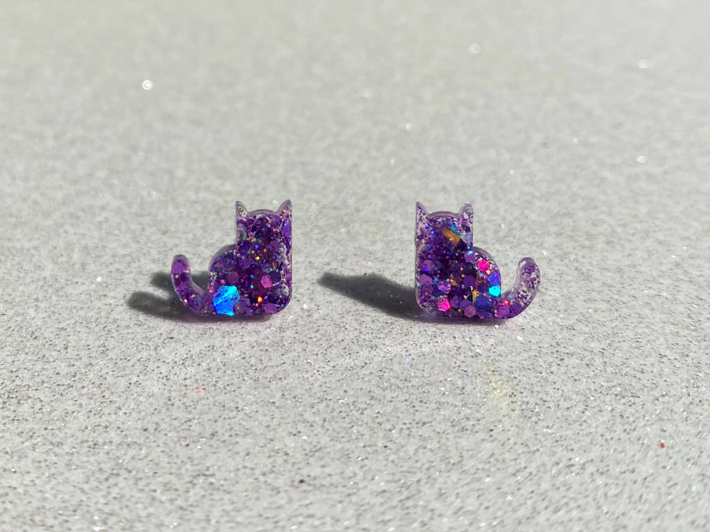 Adorable Kitty Cat Stud Earrings: Black - The Regal Find