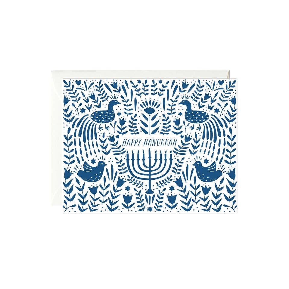 Blue Hanukkah Scene Card - The Regal Find