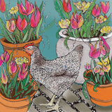 Chicken and Tulips Greeting Card - The Regal Find