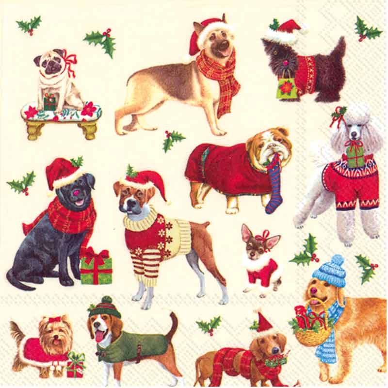 Christmas Dogs Holiday Lunch Napkins - The Regal Find